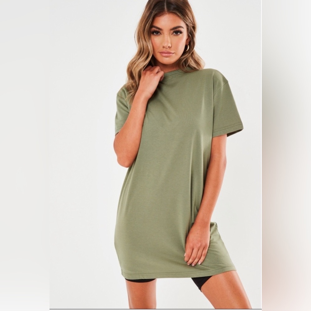 Missguided Olive Green T-shirt Dress